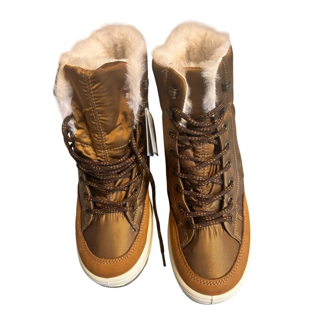 IMAC Tex Winter Boots Women Size 37 Brown NWT Waterproof‎ Faux Fur Lined